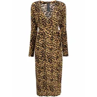 norma kamali robe mi-longue à imprimé léopard - tons neutres