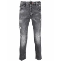 philipp plein jean skinny à effet délavé - gris