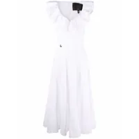 philipp plein robe mi-longue en dentelle - blanc