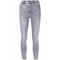 philipp plein jean skinny court à effet délavé - gris