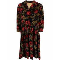 a.n.g.e.l.o. vintage cult robe-chemise plissée à fleurs (années 1950) - marron