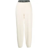 alexander wang pantalon de jogging en velours côtelé à bande logo - blanc