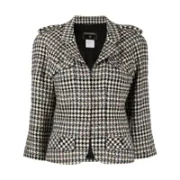 chanel pre-owned veste zippée à motif pied-de-poule (2006) - gris