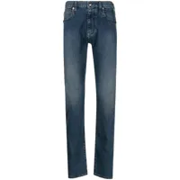 emporio armani jean slim à taille mi-haute - bleu
