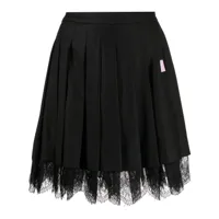 natasha zinko jupe plissée à fleurs en dentelle - noir