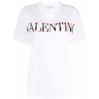 valentino garavani t-shirt à logo brodé de sequins - blanc