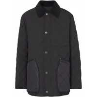 burberry veste matelassée à col en velours côtelé - noir