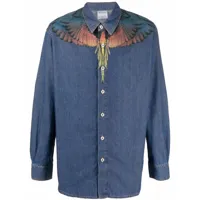 marcelo burlon county of milan chemise en jean à imprimé wings - bleu