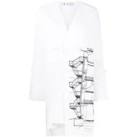 off-white robe courte à imprimé graphique - blanc