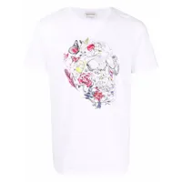 alexander mcqueen t-shirt à imprimé doodle skull - blanc