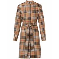 burberry robe-chemise à motif vintage check - marron