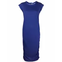 lanvin pre-owned robe mi-longue à fronces - bleu