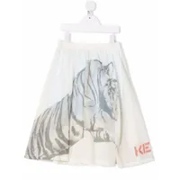kenzo kids jupe à imprimé tigre signature - tons neutres