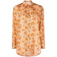 zimmermann chemise en soie à fleurs - orange