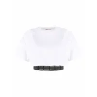 alexander mcqueen t-shirt crop à détail de corset - blanc
