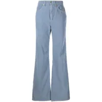 re/done pantalon ample en velours côtelé à taille haute - bleu