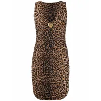 roberto cavalli robe courte à imprimé léopard - marron