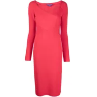 ralph lauren collection robe mi-longue à col v - rouge
