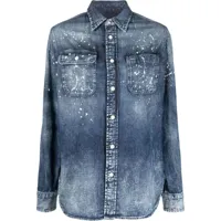 ralph lauren collection chemise en jean à effet taches de peinture - bleu