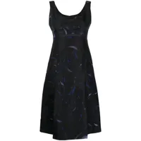 céline pre-owned robe mi-longue en soie à imprimé abstrait pre-owned - noir