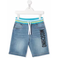 moschino kids short en jean à logo imprimé - bleu