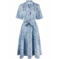 p.a.r.o.s.h. robe-chemise mi-longue à imprimé léopard - bleu