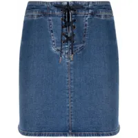 see by chloé jupe en jean à détail de laçage - bleu