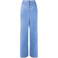 mm6 maison margiela pantalon droit en cuir artificiel - bleu