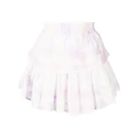 loveshackfancy minijupe tie-dye à volants superposés - blanc