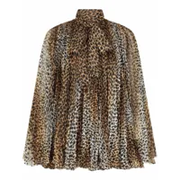 dolce & gabbana robe plissée à imprimé léopard - marron