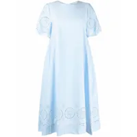 p.a.r.o.s.h. robe mi-longue en broderie anglaise - bleu