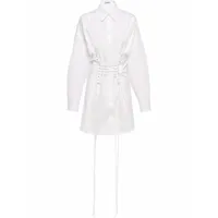 prada robe-chemise à détail de laçage - blanc