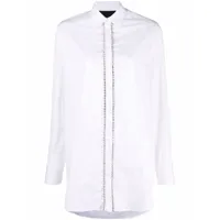 philipp plein chemise en coton à ornements en cristal - blanc