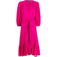 polo ralph lauren robe portefeuille à volants - rose