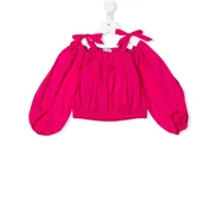 pinko kids blouse à logo brodé - rose