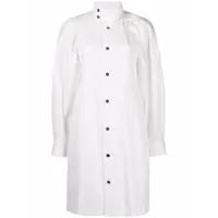 bottega veneta robe-chemise en popeline à col montant - blanc