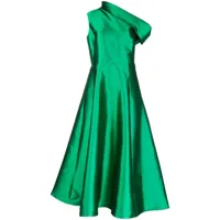 greta constantine robe mi-longue drapée à une épaule - vert