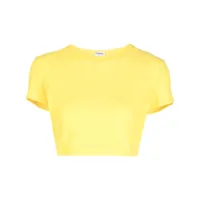 chanel pre-owned t-shirt crop à logo cc brodé (1997) - jaune