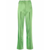 nanushka pantalon droit à détails de coutures - vert