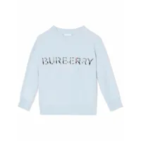 burberry kids sweat à logo brodé - bleu