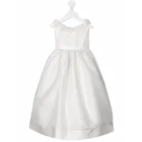 la stupenderia robe pailletée à appliques fleurs - blanc