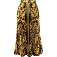 versace jupe plissée à motif barocco - jaune