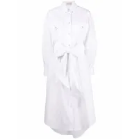 alexandre vauthier robe-chemise mi-longue western en popeline - blanc