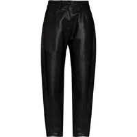 stella mccartney pantalon droit en cuir artificiel - noir