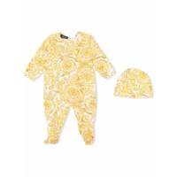 versace kids pyjama à imprimé baroque - jaune
