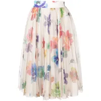 off-white jupe évasée à imprimé floral - multicolore