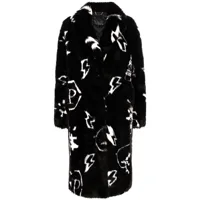 philipp plein manteau en fourrure artificielle à motif monogrammé - noir