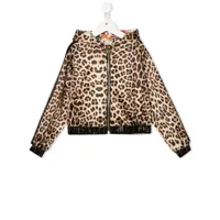 philipp plein junior veste zippée à imprimé léopard - tons neutres