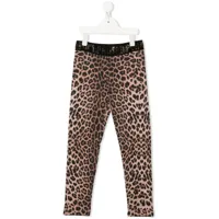 philipp plein junior legging à imprimé léopard - marron