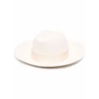borsalino chapeau en paille à ruban contrastant - blanc